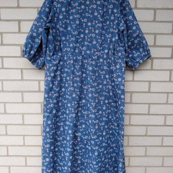 Amish Mennonite Cape Dress PLUS SIZE 44" B 41" W Blue Pink Floral Handmade - Picture 8 of 10